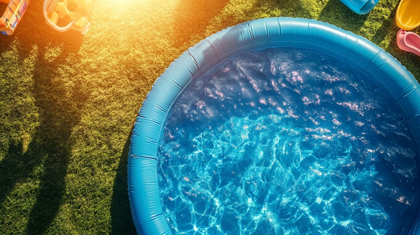 Piscine autoportée dans un petit jardin urbain avec terrasse